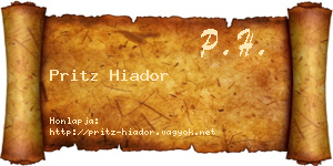 Pritz Hiador névjegykártya